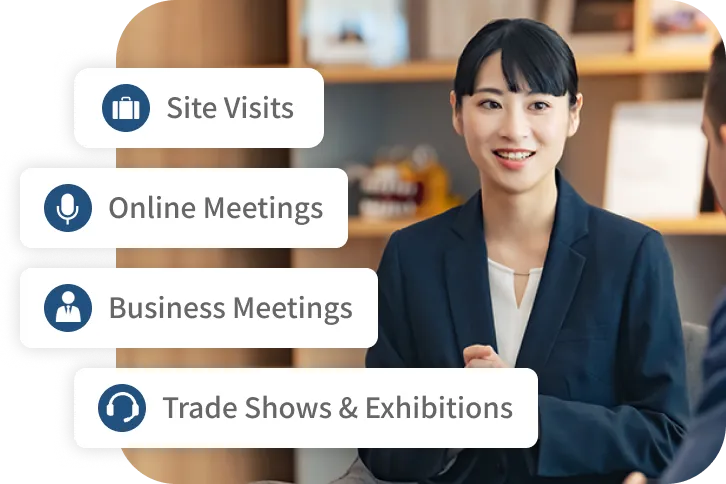 Japanese-English interpreter supporting a business meeting in Japan